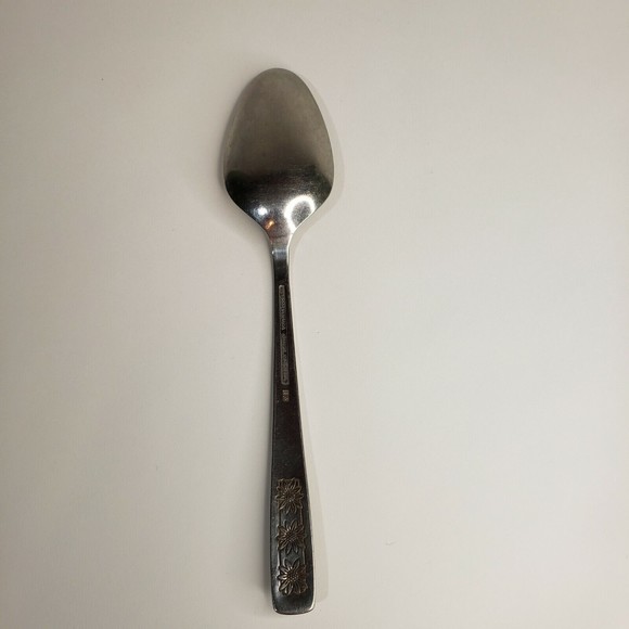 Suncrest Spring Charm William Rogers Custom Stainless Solid Serving Spoon - Picture 4 of 5